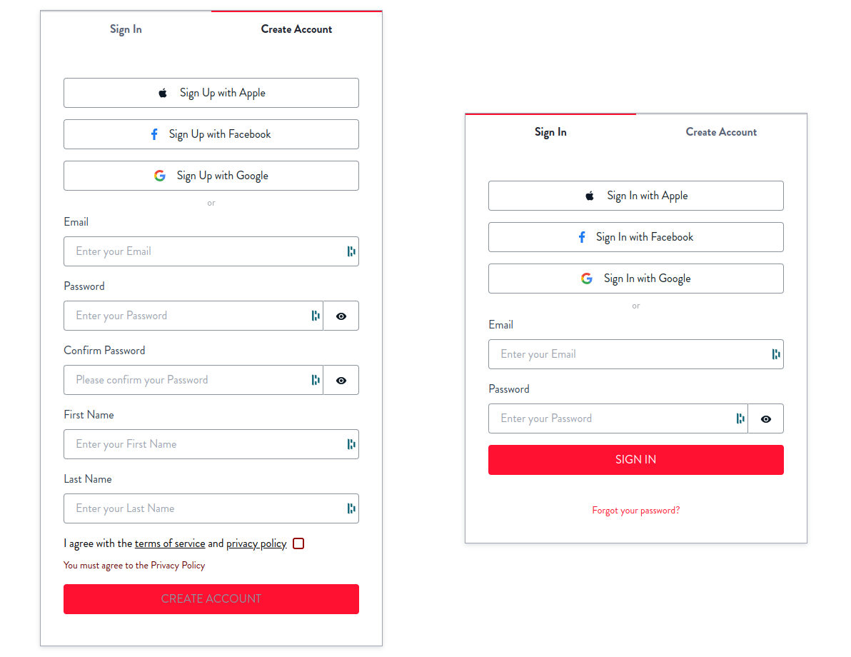 Cosonify Login and Signup Screens